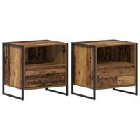 pack 2 uds mesita de noche  armario de noche  mesa de noche con cajon madera vieja 50 x 395 x 50 cm