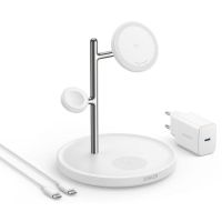 cargador inalambrico anker maggo 3 en 1 qi2 15w blanco