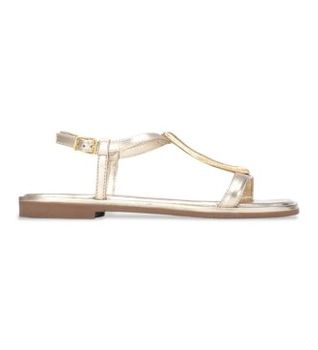 Carmela para mujer. 16329003-ORO Sandalias de Piel 163290 dorado (37), Plano, Hebilla, Casual, Clásico
