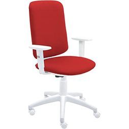 Silla De Oficina Eve Blanca Con Reposabrazos - Tapizado Rojo