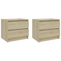 pack 2 uds mesitas de noche  mesa auxiliar  mesilla contrachapado roble sonoma 50x39x435 cm