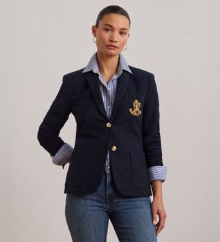 Lauren Ralph Lauren para mujer. 200797305005 Blazer Bullion Jacquard marino (L), Casual, Algodón