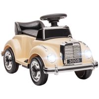 homcom coche electrico para ninos 18-48 meses licencia mercedes-benz con musica beige   aosom espana