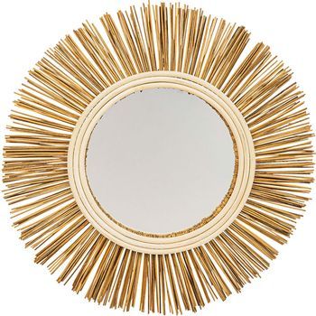 Espejo De Pared - Diseño Redondo Boho Bali (60 Cm) - Loi Madera Natural