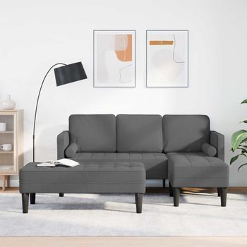 Vidaxl Juego De Sofá 2 Uds. Gris Oscuro Poliéster
