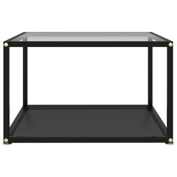 Mesa De Centro 60x60x35 Cm Vidrio Y Acero Con Recubrimiento En Polvo - Transparente