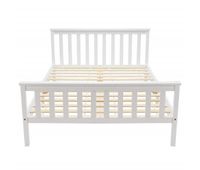 cama para adultos 140x200 cm de madera maciza con somier de laminas - blanco