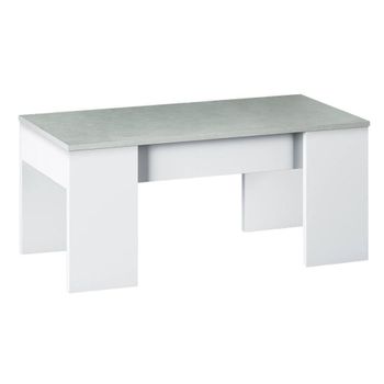 Mesa de centro imitación madera blanca, hormigón 108x45h50 cm