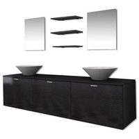 conjunto de muebles de bano y lavabo 8 piezas negro vidaxl