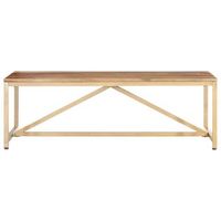 mesa de centro 120x60x40 cm madera maciza y acero con recubrimiento en polvo - marron