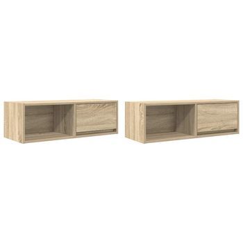 Muebles De Tv 2 Uds Roble Sonoma 80x31x25,5cm Madera Ingeniería Vidaxl