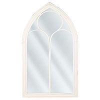 espejo de pared de metal blanquecino 62 x 113 cm efecto envejecido forma de ventana vintage trelly