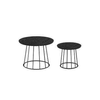 Mesa de Centro Redonda Juego de 2, Negro Ébano