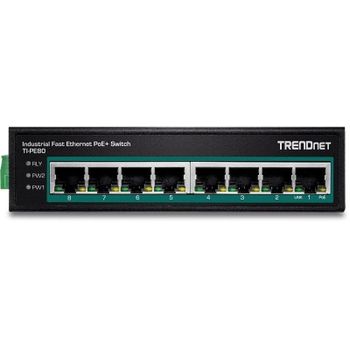 Switch Industrial TRENDnet TI-PE80 8 Puertos Fast Ethernet PoE+ IP30