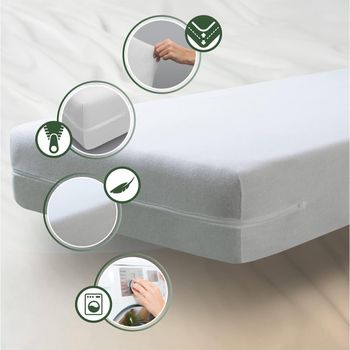 HOMESOL®  Funda de colchón rizo, Elástica, Transpirable, Tratamiento antialérgico con Cremallera. Ideal para Todas Las Alturas.