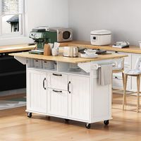 isla de cocina con ruedas mesa extensible 120 cm y enchufes