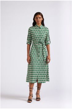 vestido estampado tipo camisero rhombus multiverd