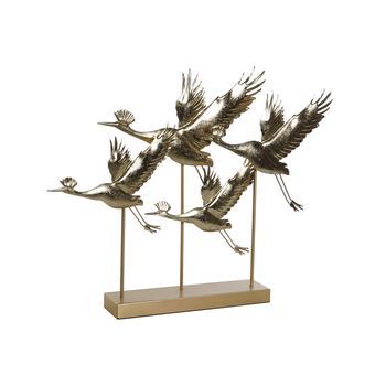 Decoracion Metal 64x8,6x51 Garzas Dorado