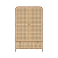 armario de pino macizo y teca 2 puertas y 3 estantes