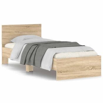 Cama Con Cabecero Madera De Ingeniería Roble Sonoma 75x190 Cm