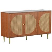 aparador retro de madera de cana con patas doradas
