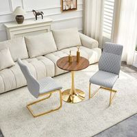 conjunto de mesa y sillas - comedor - mdf y metal - gris claro nogal y dorado 60x60x72cm