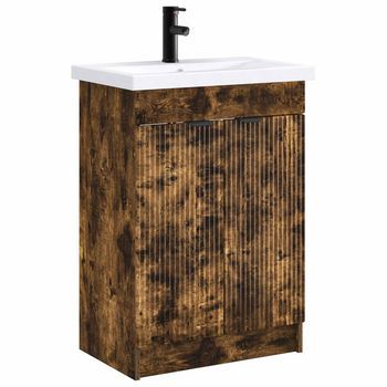 Juego De Muebles De Baño Roble Ahumado 78,5 X 37,5 X 81 Cm Vidaxl