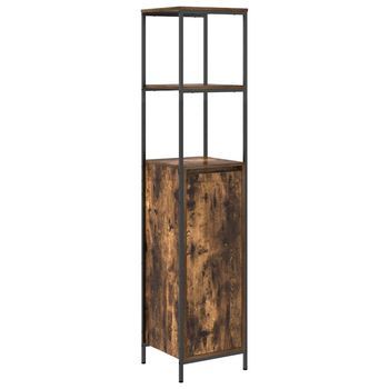 Mueble De Baño Con Estantes Roble Ahumado 36x35x165 Cm Vidaxl