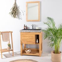 mueble de teca maciza 67 cm  lavabo negro