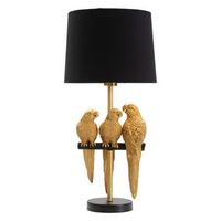 lampara de mesa en metal dorado con loros o cm 30x625