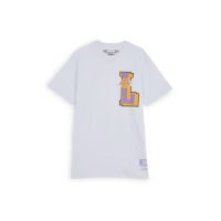 camiseta lakers big l - mitchell  ness en blanco