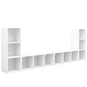 Muebles Para Tv 4 Uds Madera Contrachapada Blanco 107x35x37 Cm Vidaxl