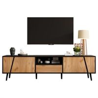 mueble de tv de 180 cm - mueble de salon - tv de 75 pulgadas - madera maciza