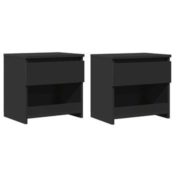 Mesitas De Noche 2 Uds Madera Contrachapada Negro 40x30x39 Cm Vidaxl