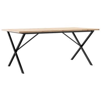Mesa De Comedor Marco X Madera Maciza Pino Acero 180x90x75,5 Cm Vidaxl