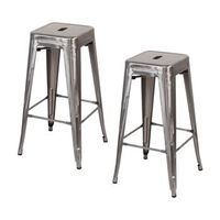 pack 2 taburetes medios industriales apilables de acero 43x43x76cm thinia home
