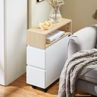 mesa de centro con ruedas carrito con cajones mesita de noche natural