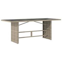 mesa jardin  mesa de exterior superficie vidrio ratan pe gris claro 190x80x74 cm
