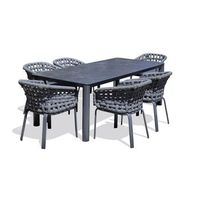 juego de comedor de jardin de aluminio de 6 plazas