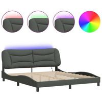 cama matrimonial  cama para adultos  estructura de cama con luces led tela gris oscuro 180x200 cm