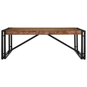Mesa De Centro 100x100x35 Cm Madera Maciza Reciclada Con Acabado Multicolor Y Hierro Con Recubrimiento En Polvo - Multicolor