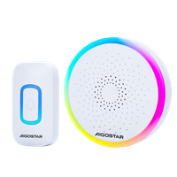 aigostar rgb timbre inalambrico timbre inalambrico exterior impermeable sin pilas ip55 5 niveles de volumen 0-120db y 60 melodias timbre para ancianos casa oficina blanco