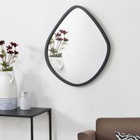 espejo de pared galatone asimetrico moderno mdf 64 x 60 cm - negro mate encasa