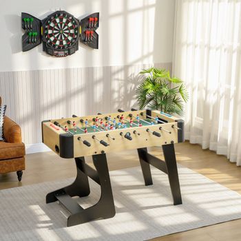 Futbolín Plegable Sportnow De Mdf Acero, 118x107,5x78 Cm, Natural