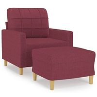 sillon de salon  silla  sillon con taburete tela rojo tinto 60 cm
