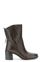 botines de piel con adorno trasero dark brown 38
