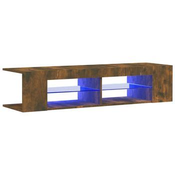 Mueble De Tv Con Luces Led Roble Ahumado 135x39x30 Cm Vidaxl