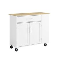 sobuy mueble auxiliar de cocina con ruedas encimera cajon y estante en blanco