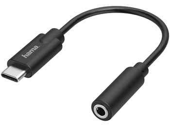 Cable audio - Hama 00205282, Enchufe USB-C, Puerto Jack de 3.5 mm, Negro
