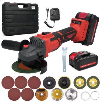 Esmeriladora Angular Inalámbrica De 21v, Sin Escobillas, 9000 Rpm, Con Batería De 4,0 Ah, Cargador Y Asa Auxiliar Ajustable Para Corte, Rebufado Y Pulido